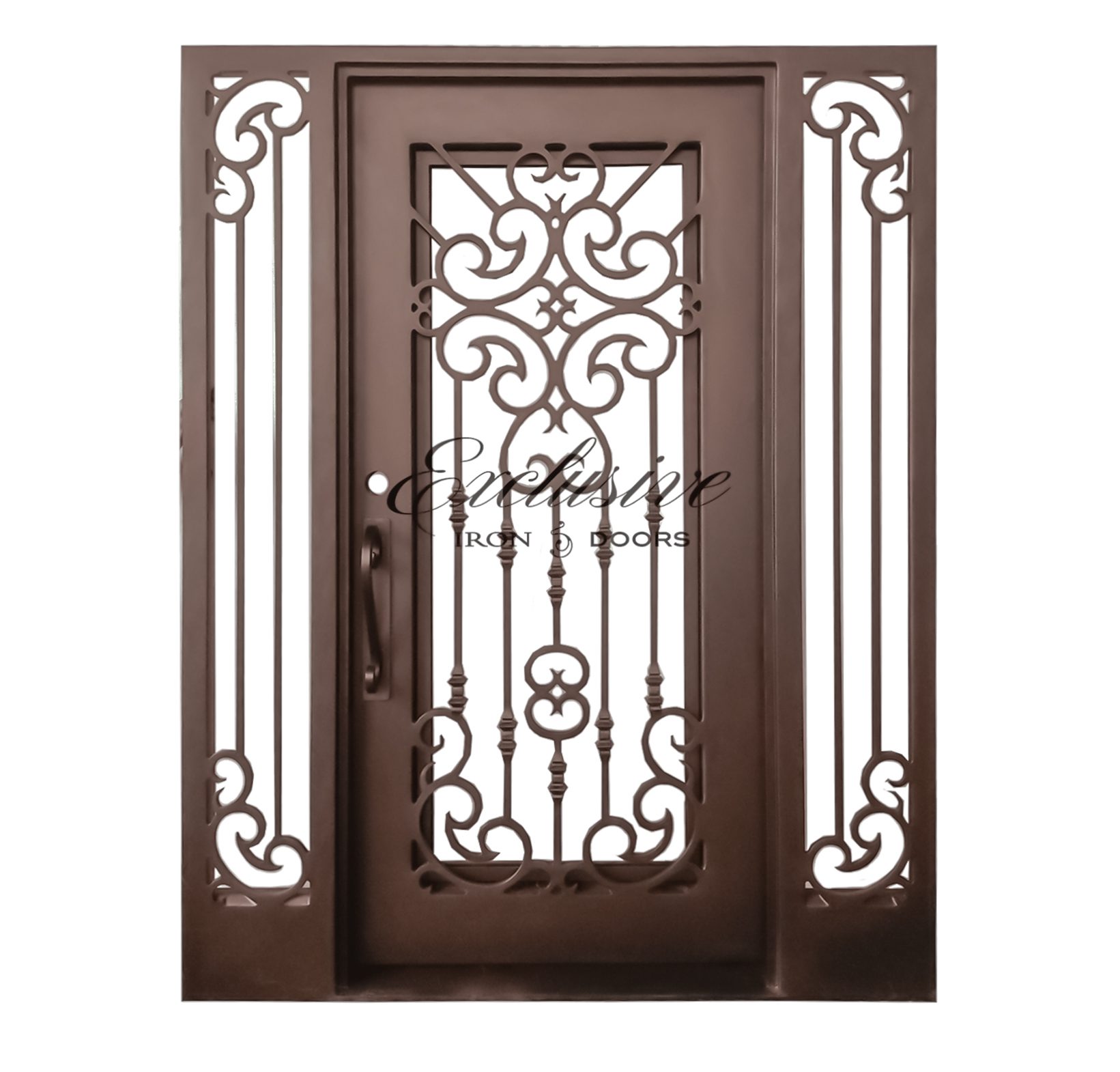 Custom Abby Single Iron Door With Sidelights